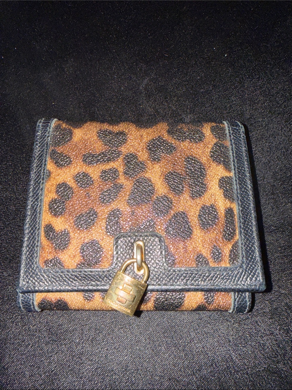 Dolce & Gabbana Leopard-Print Wallet with Gold Padlock
